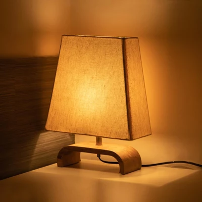 ExclusiveLane 'Geometry' Mango Wooden Table Lamp for Bedroom