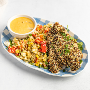 https://www.goodchefbadchef.com.au/recipes/quinoa-crusted-chicken-tenders-with-wholegrain-salad