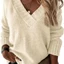 V neck beige knitted sweater
