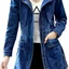 Womens Denim Jacket Jeans Coat Slim Zipper Coats Long Sleeve Hooded