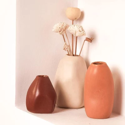 PUREZENTO Rustic Ceramic Bud Vase - Set of 3