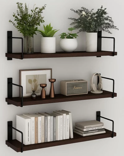 FireBees Wooden Wall Shelf for Books | Wall Mounted Bookshelf